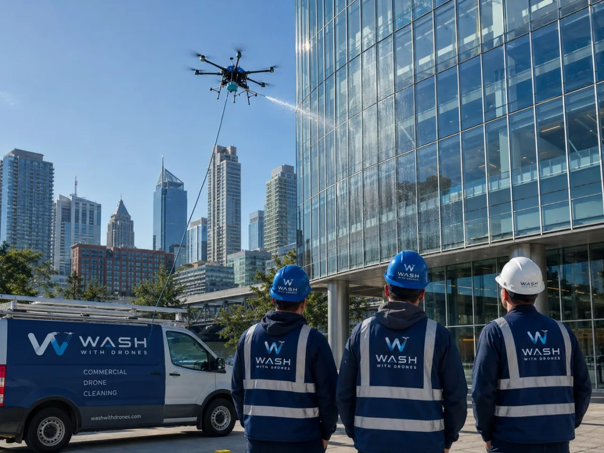 Drone-assisted glass cleaning